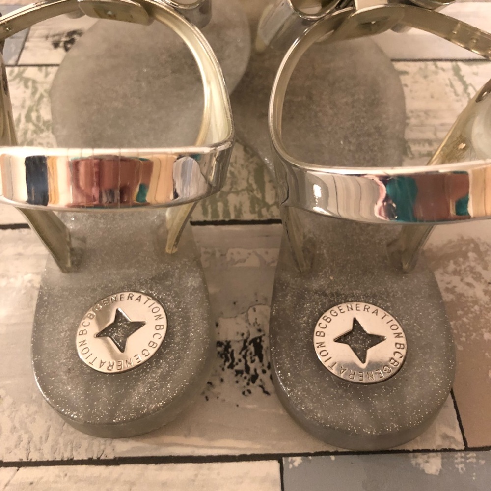 BCBG chrome bow sandals